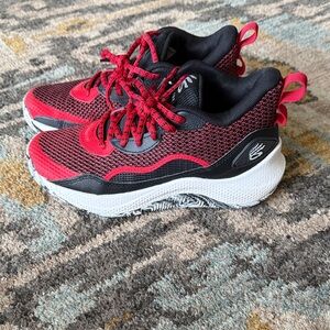 Under Armour Kids Red and Black Athletic Sneakers